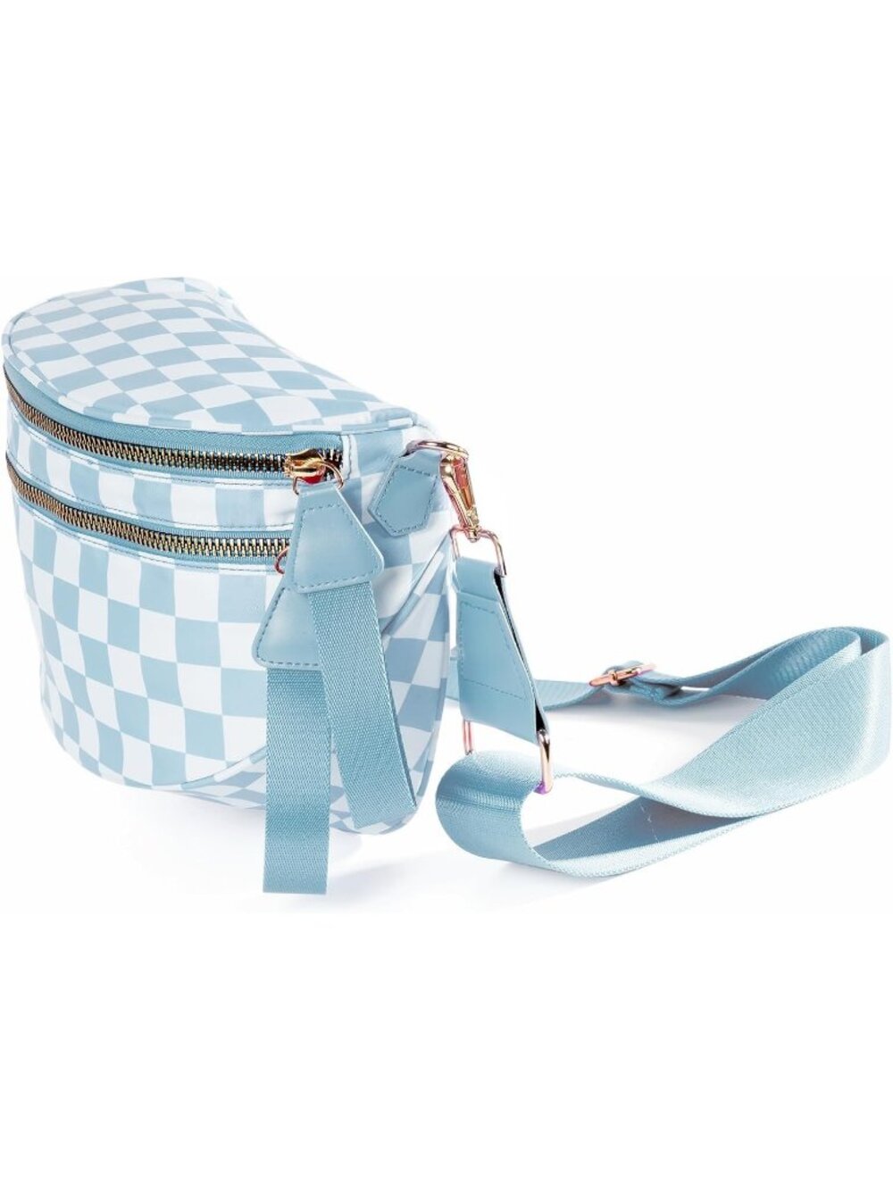 Women's Light Blue Nylon Spacious Bum Bag Travel Purse Crossbody Bag - Picture 6 of 6